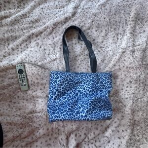 Deb Blue Animal Print Tote with Black Handles
